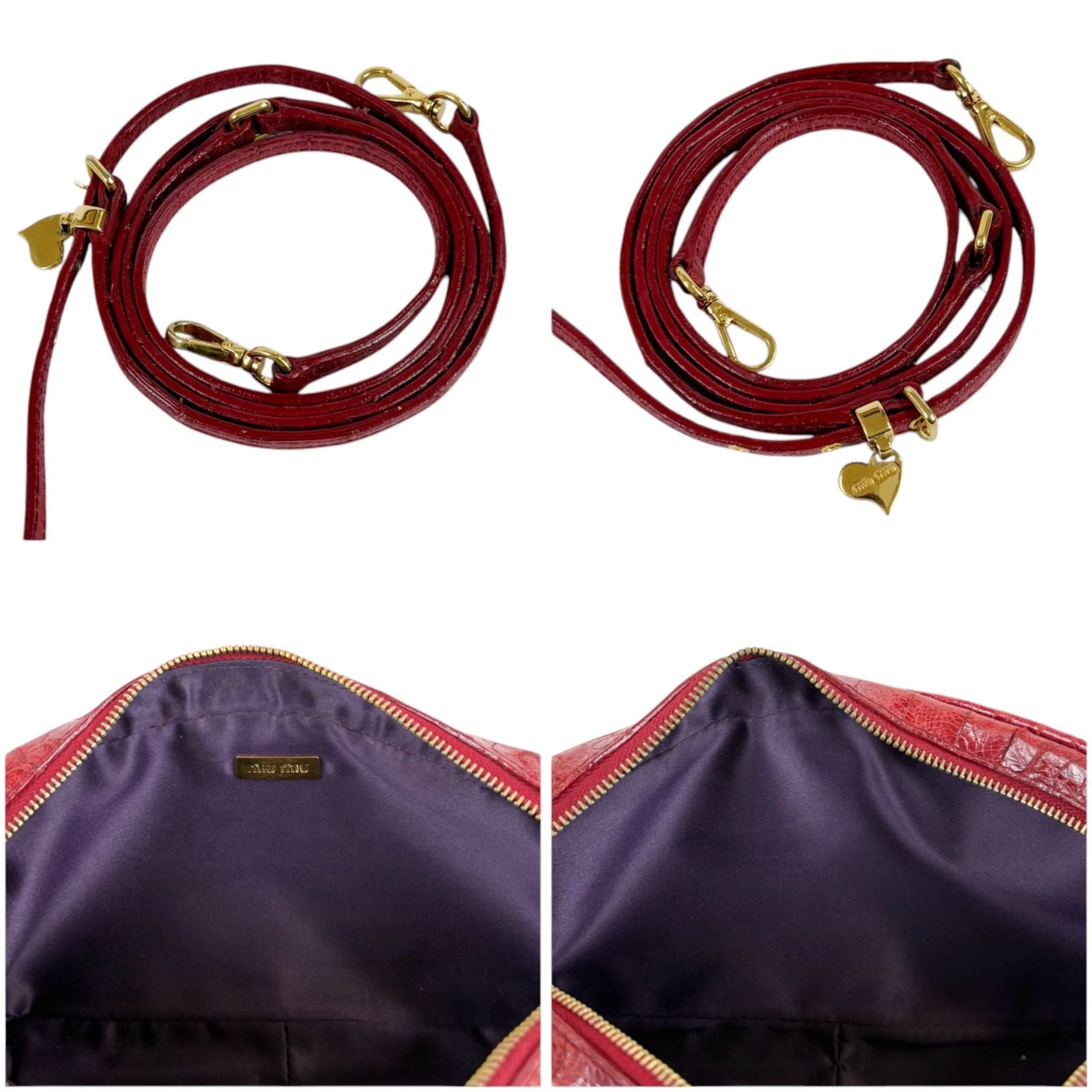 Miu Miu Croco Embossed Leather Mini Shoulder Bag Red Pochette — view 7