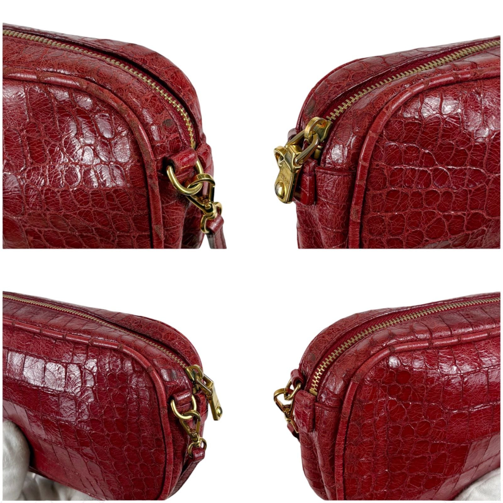Miu Miu Croco Embossed Leather Mini Shoulder Bag Red Pochette — view 5