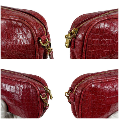 Miu Miu Croco Embossed Leather Mini Shoulder Bag Red Pochette — view 5