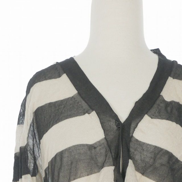 Max Mara S 'S V-neck Cardigan Top Long Sleeve Black White — view 3