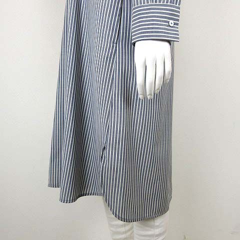 Max Mara Weekend Line Dress Shirt Long Sleeve Wool Gabber Striped Pattern M 42 — view 3