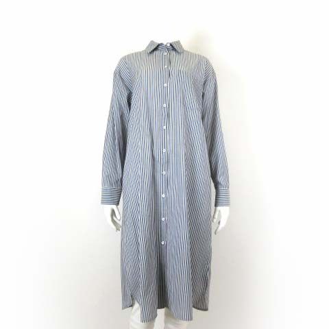 Max Mara Weekend Line Dress Shirt Long Sleeve Wool Gabber Striped Pattern M 42