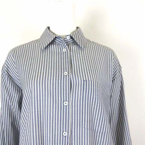 Max Mara Weekend Line Dress Shirt Long Sleeve Wool Gabber Striped Pattern M 42 — view 2