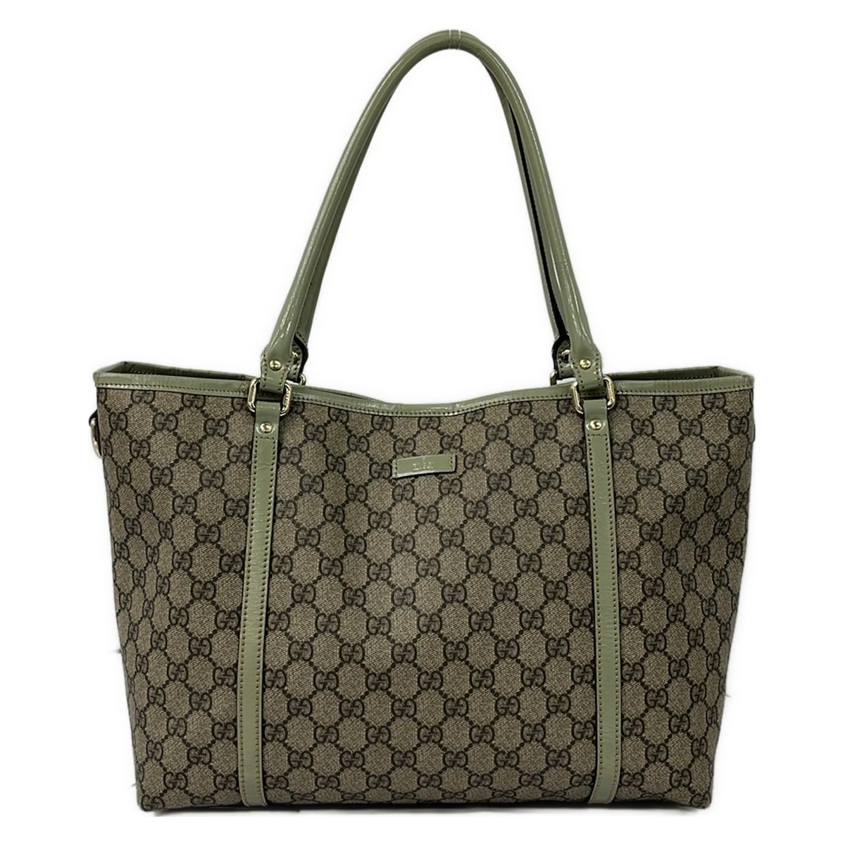 Gucci Tote GG Plus Supreme Beige Dark Brown Khaki Leather