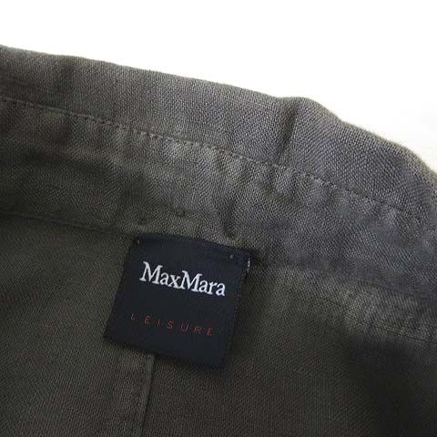 Max Mara Dress Shirt Long Hemp Linen Dolman Sleeve Long M Dark Khaki — view 6