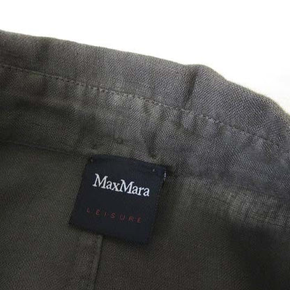 Max Mara Dress Shirt Long Hemp Linen Dolman Sleeve Long M Dark Khaki — view 6