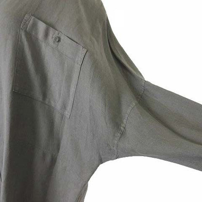 Max Mara Dress Shirt Long Hemp Linen Dolman Sleeve Long M Dark Khaki — view 3