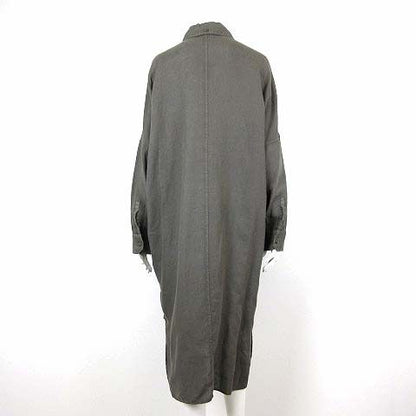 Max Mara Dress Shirt Long Hemp Linen Dolman Sleeve Long M Dark Khaki — view 4
