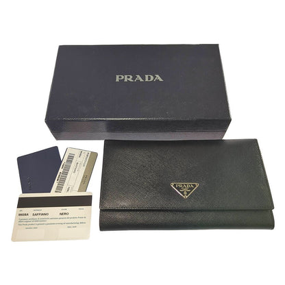 Prada Saffiano Leather Wallet Black a