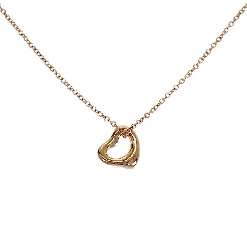 Tiffany & Co Elsa Peretti Open Heart Pendant Necklace 18k Gold — view 2