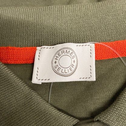 Hermes Short Sleeve Polo Shirt XS Khaki Orange Series Button — view 3