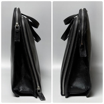 Prada Saffiano Business Briefcase Black — view 5