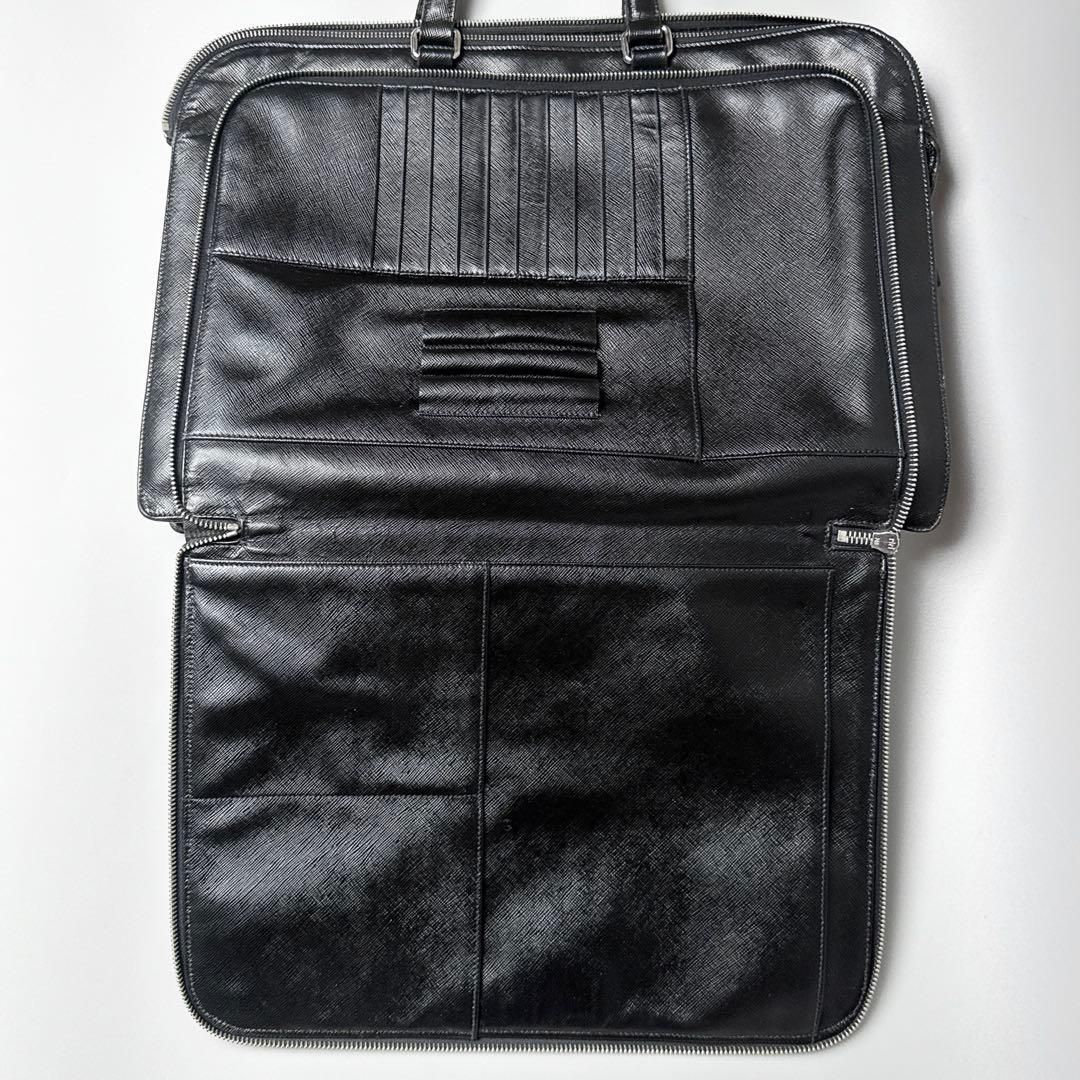 Prada Saffiano Business Briefcase Black — view 3
