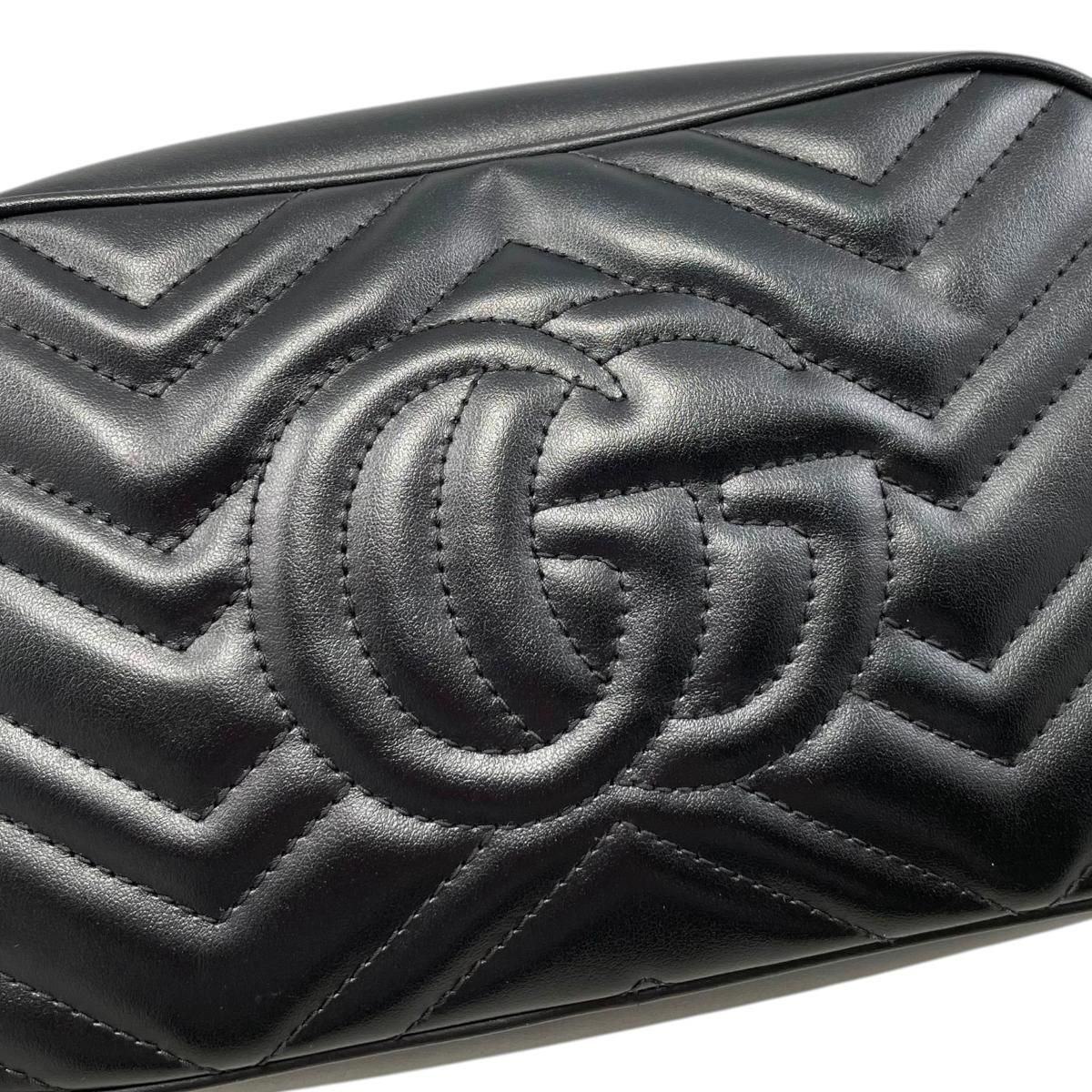 Gucci Shoulder Bag GG Marmont Small Quilted Leather Double Black Gold — view 9