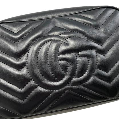 Gucci Shoulder Bag GG Marmont Small Quilted Leather Double Black Gold — view 9