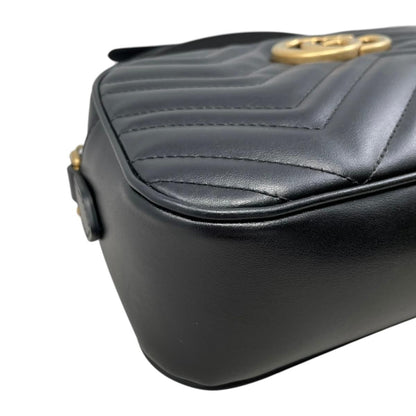 Gucci Shoulder Bag GG Marmont Small Quilted Leather Double Black Gold — view 6