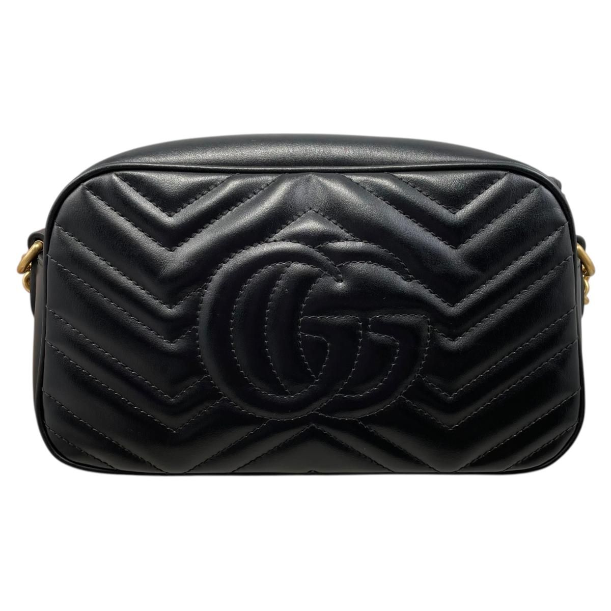 Gucci Shoulder Bag GG Marmont Small Quilted Leather Double Black Gold — view 2