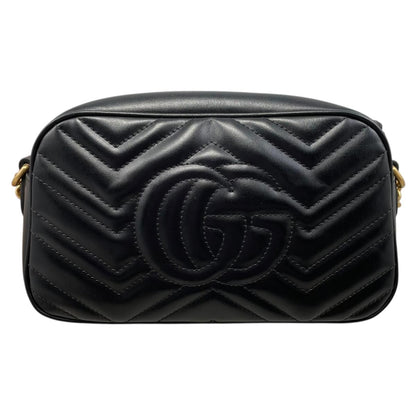 Gucci Shoulder Bag GG Marmont Small Quilted Leather Double Black Gold — view 2