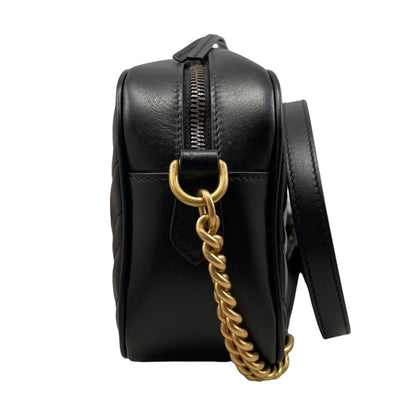 Gucci Shoulder Bag GG Marmont Small Quilted Leather Double Black Gold — view 3