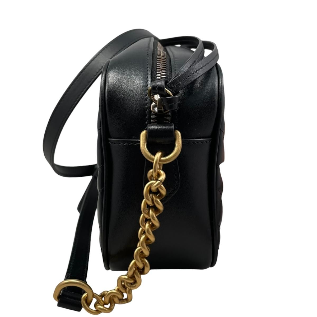Gucci Shoulder Bag GG Marmont Small Quilted Leather Double Black Gold — view 4