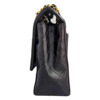 Chanel Quilted 28 Lambskin Chain Shoulder Bag Black CC Logo All