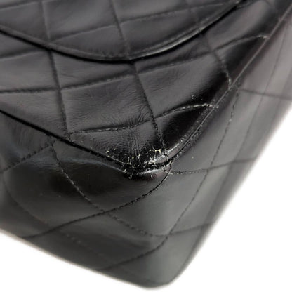 Chanel Quilted 28 Lambskin Chain Shoulder Bag Black CC Logo All