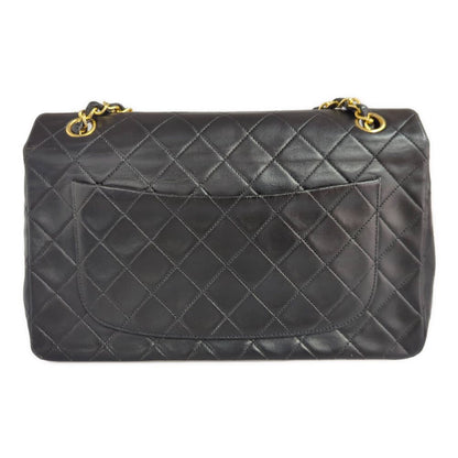 Chanel Quilted 28 Lambskin Chain Shoulder Bag Black CC Logo All