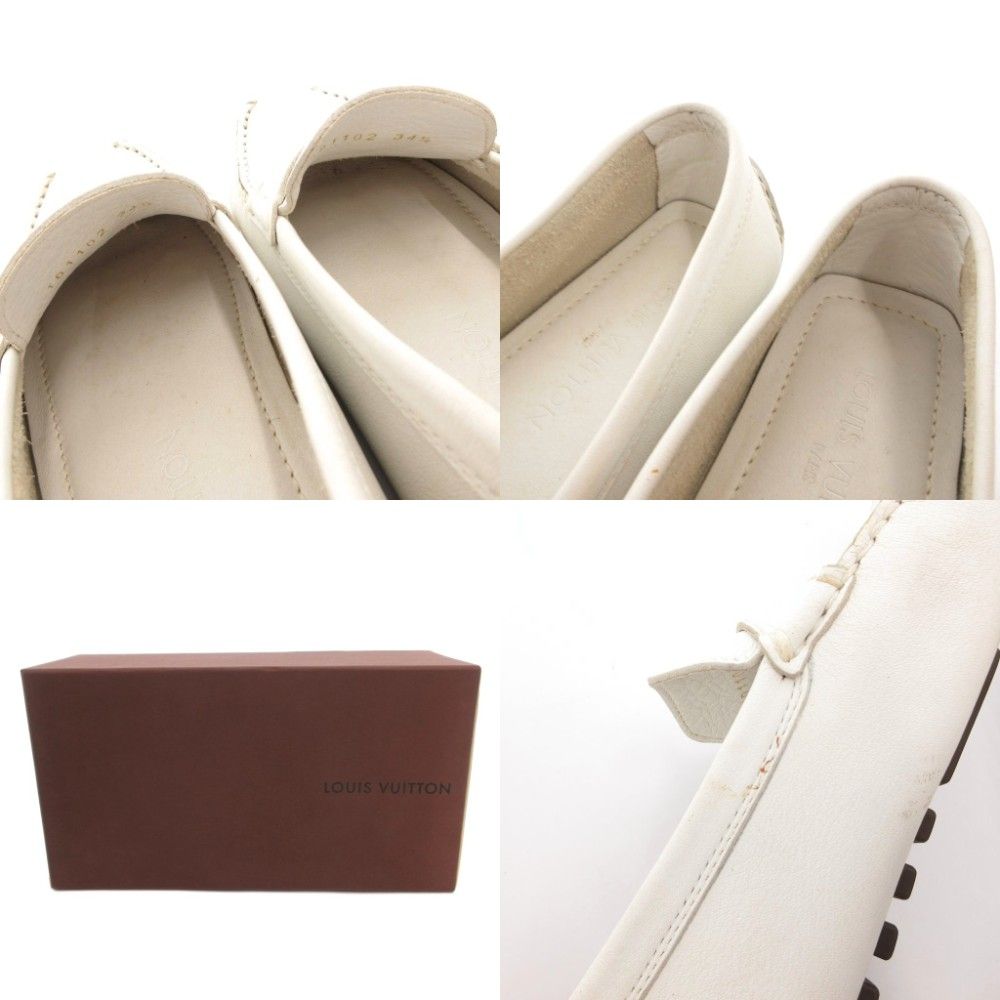 Louis Vuitton Loafers Moccasins Flat Shoes Leather Driving 34.5 White — view 9
