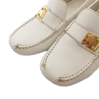 Louis Vuitton Loafers Moccasins Flat Shoes Leather Driving 34.5 White — view 3