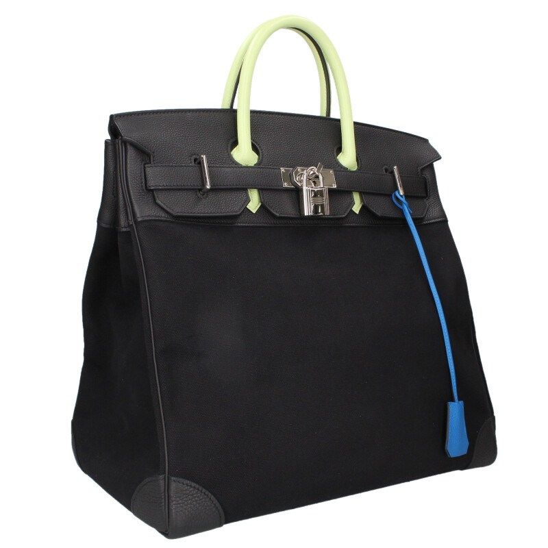 Hermes Haut a Courroies Hac 40 Tricolor Togo Toile Ash Handbag 40