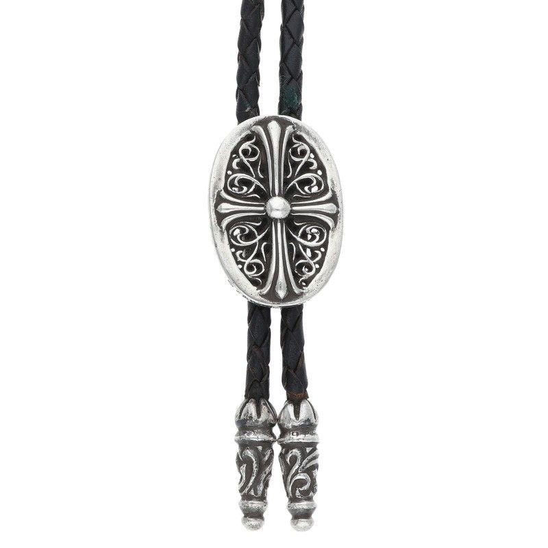 Chrome Hearts Bolotie Ovaltiny Tiny Classic Loop Tie Leather Necklace