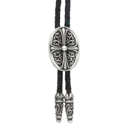 Chrome Hearts Bolotie Ovaltiny Tiny Classic Loop Tie Leather Necklace