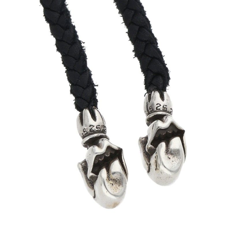 Chrome Hearts Leather Braid Lip and Tan Silver Necklace — view 3