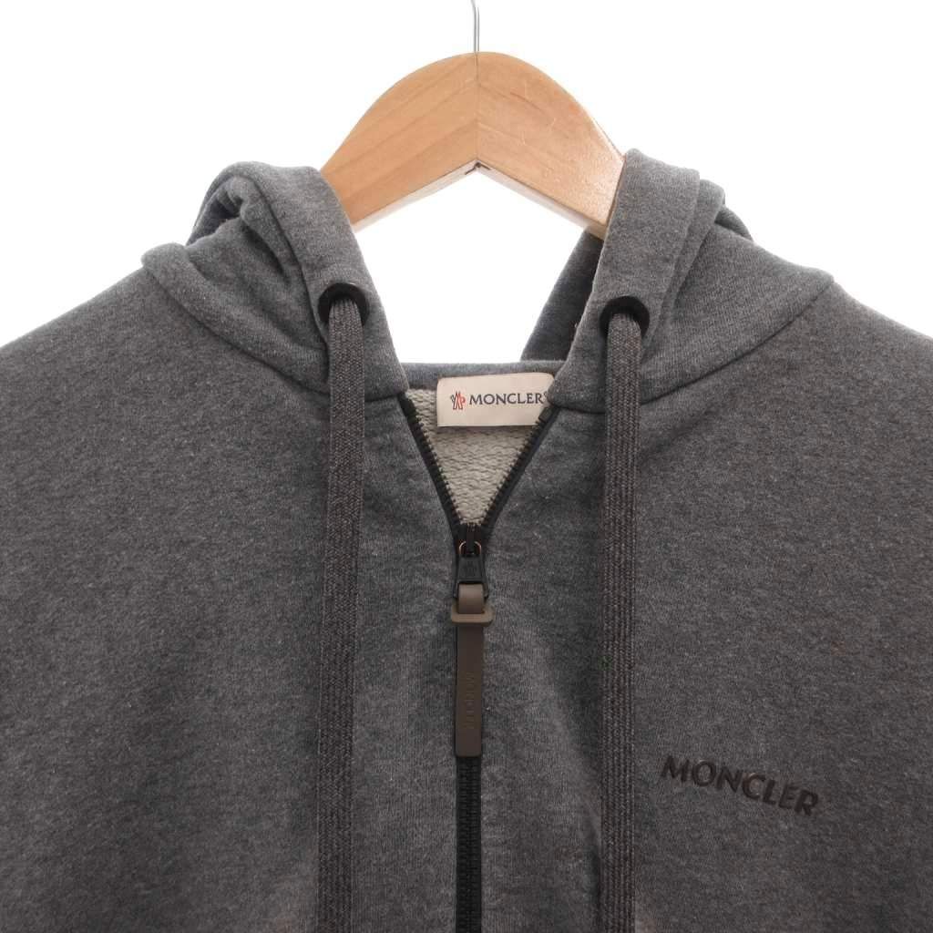 Moncler Felpa Aperta Con Zip Up Hoodie Sweatshirt Logo Patch Gray — view 3