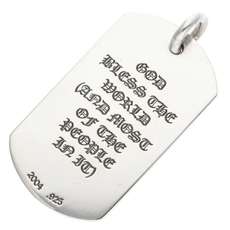 Chrome Hearts D Tag Lrg God Bless God Breath Dog Tag Large Necklace Top — view 2
