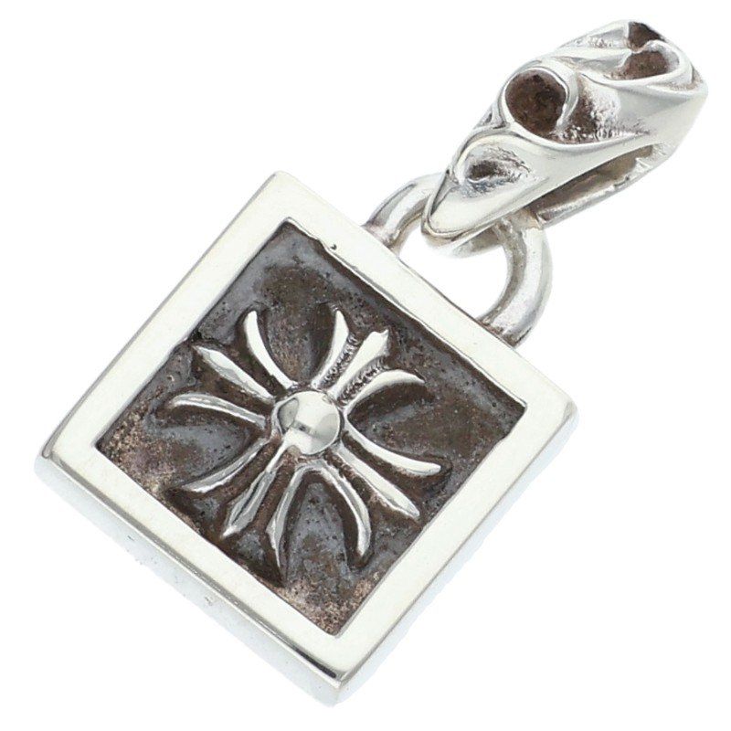 Chrome Hearts Framed CH Plus Charm Silver Necklace Top