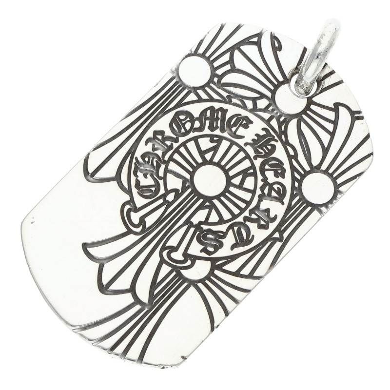 Chrome Hearts D Tag Lrg God Bless God Breath Dog Tag Large Necklace Top