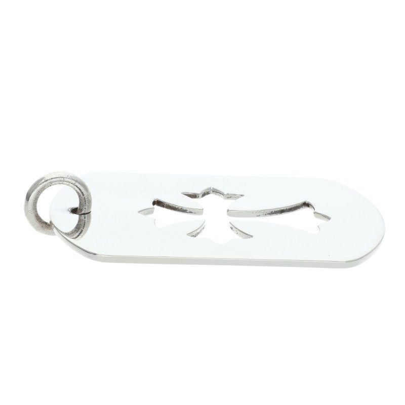 Chrome Hearts D Tag Lrg CO Crs Cutout Cross Large Dog Tag Necklace Top — view 3