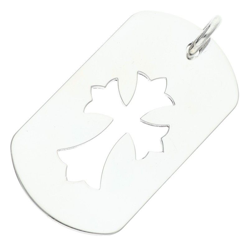 Chrome Hearts D Tag Lrg CO Crs Cutout Cross Large Dog Tag Necklace Top