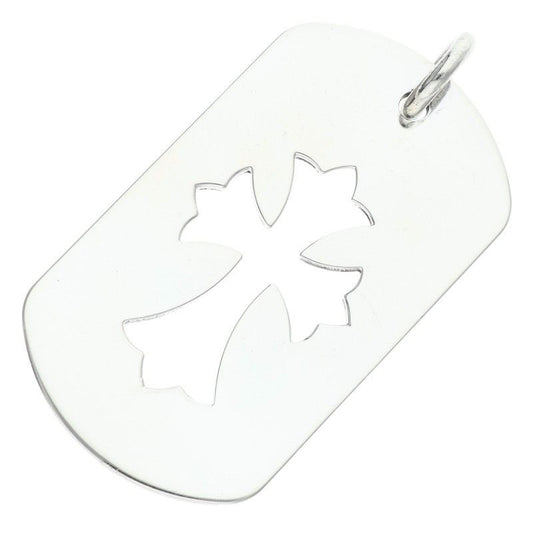Chrome Hearts D Tag Lrg CO Crs Cutout Cross Large Dog Tag Necklace Top