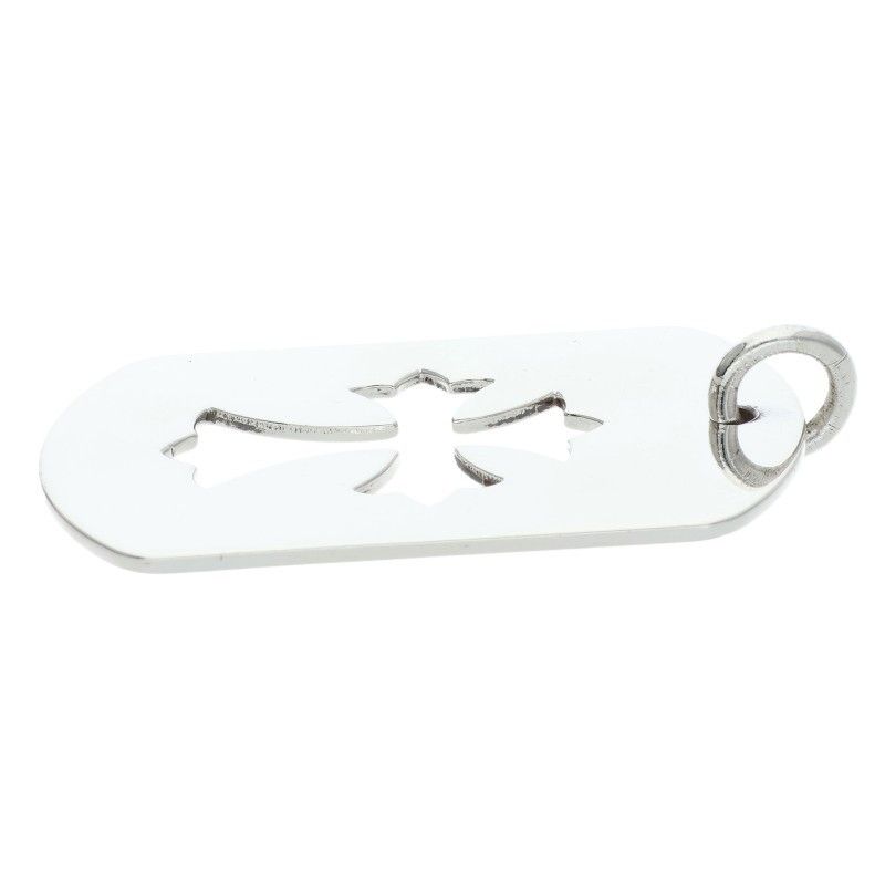 Chrome Hearts D Tag Lrg CO Crs Cutout Cross Large Dog Tag Necklace Top — view 4