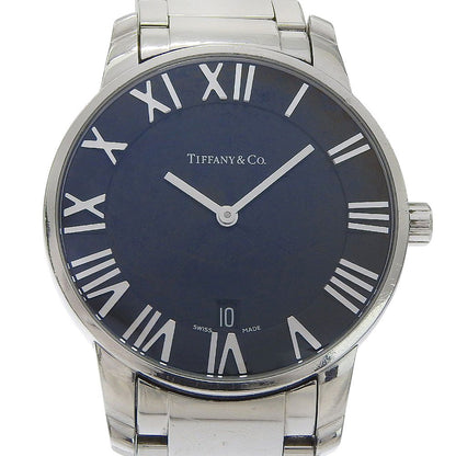 Tiffany & Co Atlas Dome Stainless Steel Quartz Analog Display Black Dial Watch