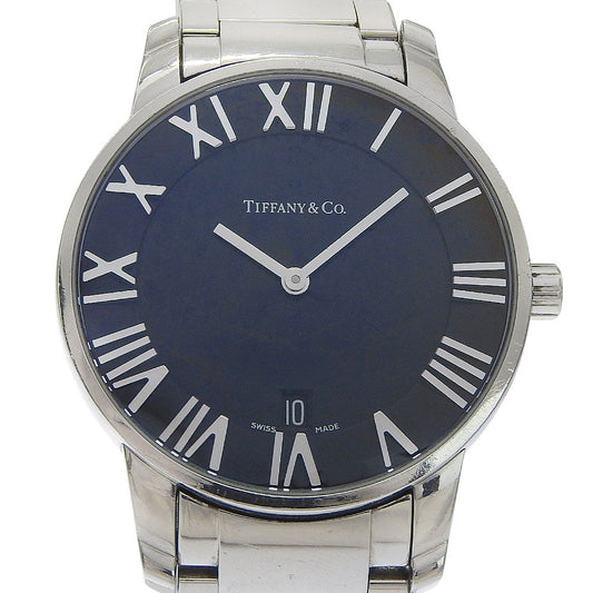 Tiffany & Co Atlas Dome Stainless Steel Quartz Analog Display Black Dial Watch
