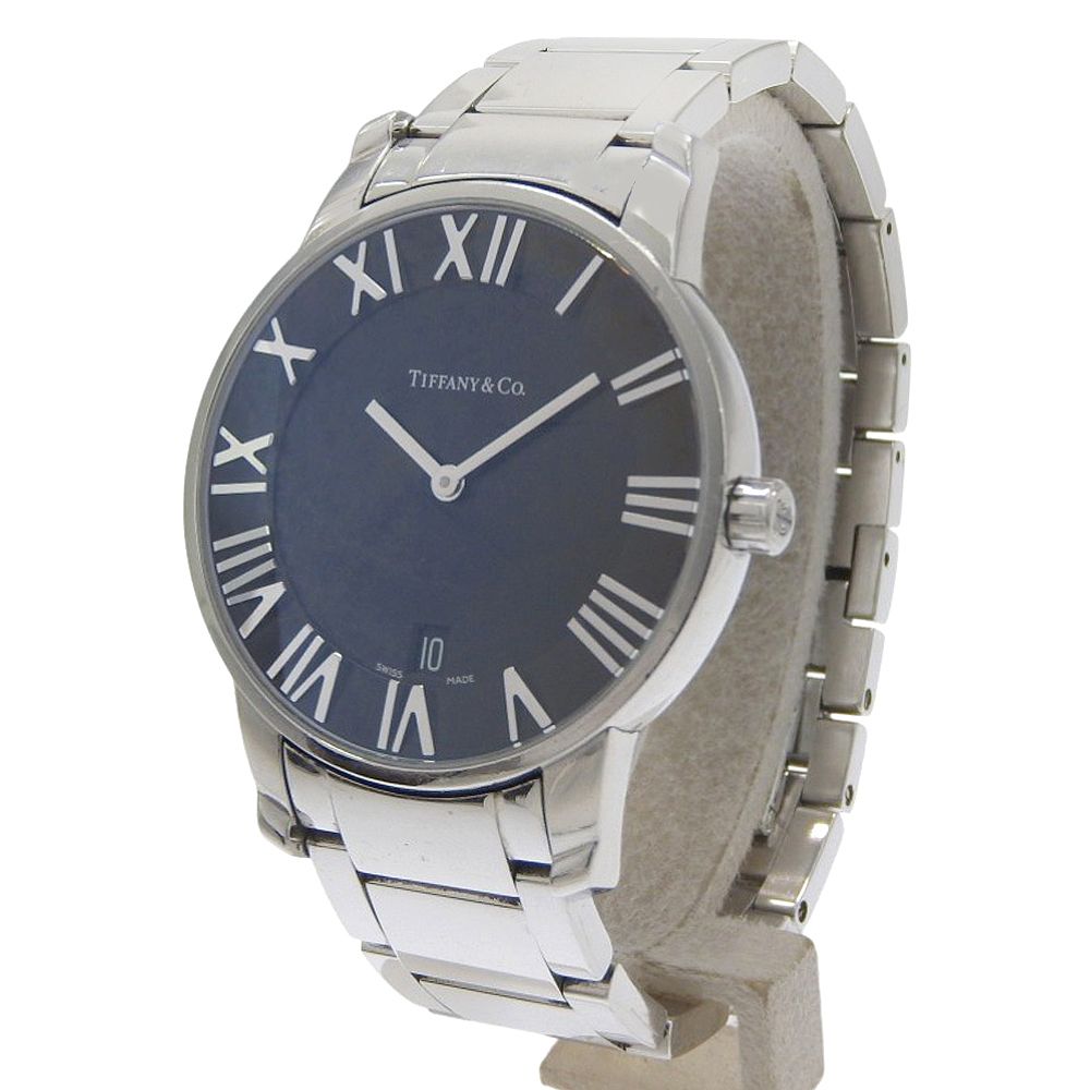 Tiffany & Co Atlas Dome Stainless Steel Quartz Analog Display Black Dial Watch — view 2