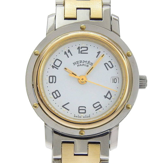Hermes Clipper Stainless Steel Quartz Analog Display White Dial Watch