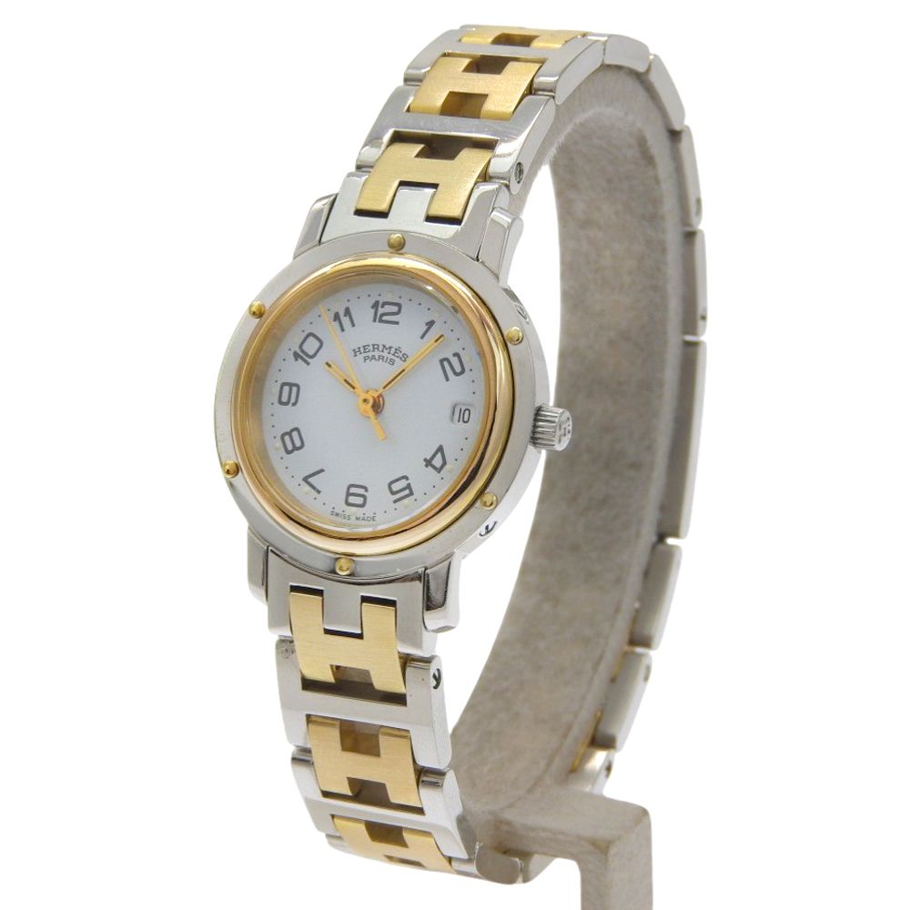 Hermes Clipper Stainless Steel Quartz Analog Display White Dial Watch — view 2