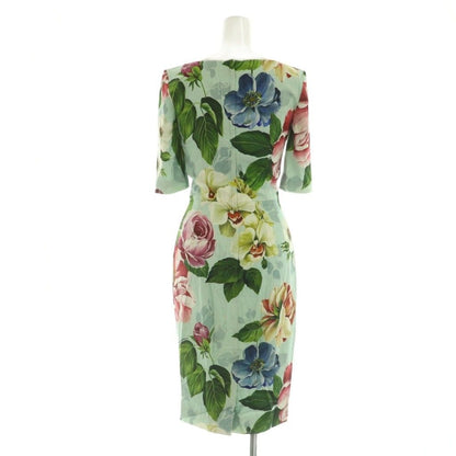 Dolce & Gabbana Dress Half Sleeve Floral Pattern 36 Mint Green Multicolor — view 2
