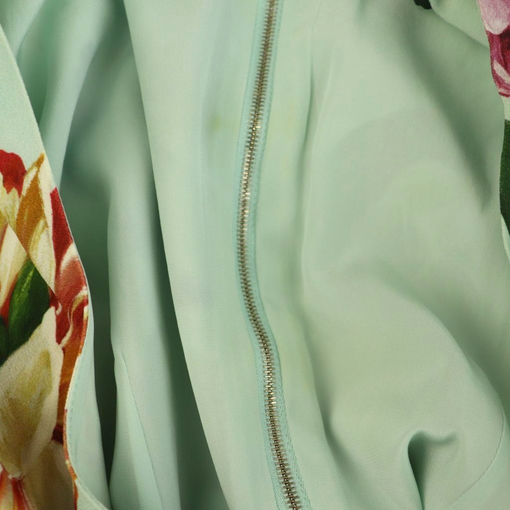 Dolce & Gabbana Dress Half Sleeve Floral Pattern 36 Mint Green Multicolor — view 8
