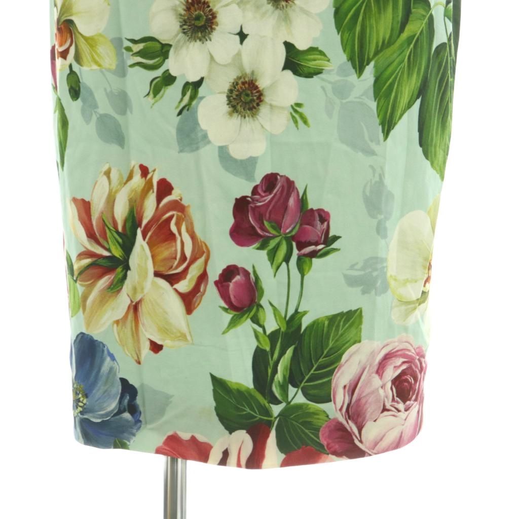 Dolce & Gabbana Dress Half Sleeve Floral Pattern 36 Mint Green Multicolor — view 5