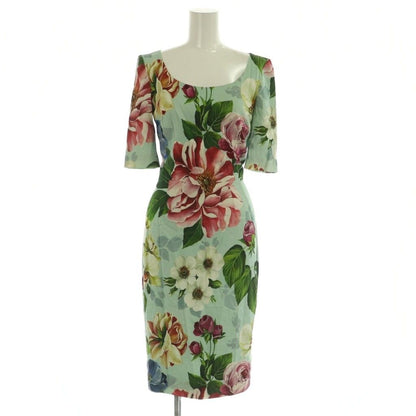 Dolce & Gabbana Dress Half Sleeve Floral Pattern 36 Mint Green Multicolor